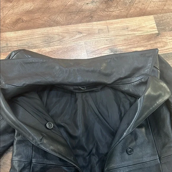 Express Black Leather Double-Breasted Jacket - Picture 3 of 16